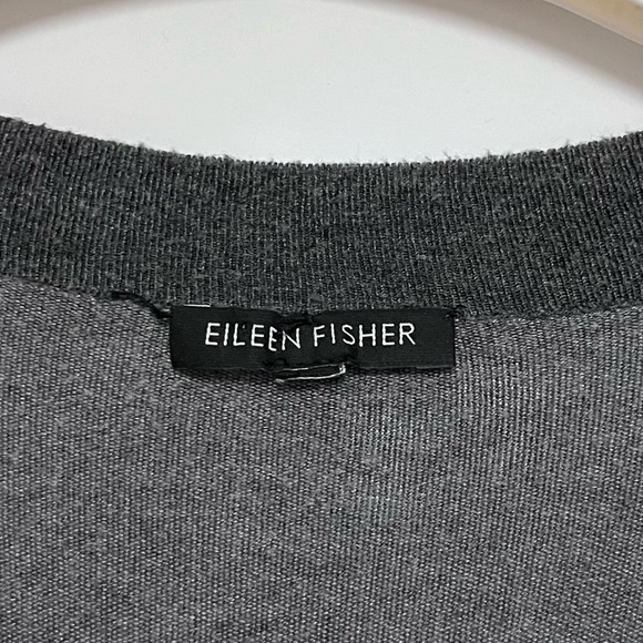 Eileen Fisher Cozy Viscose Stretch Cardigan Contrast Trim Gray Size Large Open - Picture 5 of 16